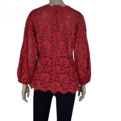 مملوكة مسبقًا توب دولتشي آند غابانا أكمام طويلة دانتيل أحمر M