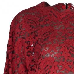 مملوكة مسبقًا توب دولتشي آند غابانا أكمام طويلة دانتيل أحمر M