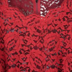 مملوكة مسبقًا توب دولتشي آند غابانا أكمام طويلة دانتيل أحمر M