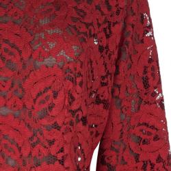 مملوكة مسبقًا توب دولتشي آند غابانا أكمام طويلة دانتيل أحمر M