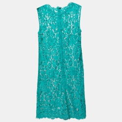 Blue Floral Lace Sleeveless Dress
