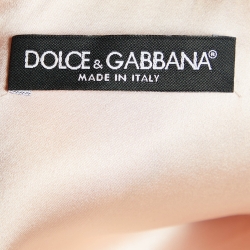 Pre Owned Dolce & Gabbana Pink Wool Floral Applique Sheath Dress M