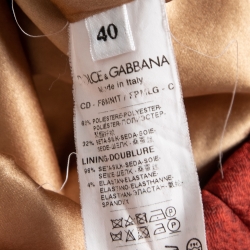 Pre Owned Dolce & Gabbana Red Floral Jacquard Shift Dress S   