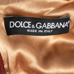 Pre Owned Dolce & Gabbana Red Floral Jacquard Shift Dress S   