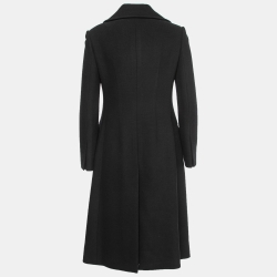 Pre Owned Dolce & Gabbana Black Wool Single-Breasted Mid-Length Coat M