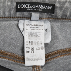 Pre Owned Dolce & Gabbana Grey Denim Zipped Hem Detail Audrey Jeans S Waist 26"