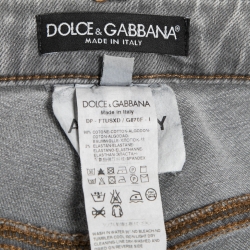 Pre Owned Dolce & Gabbana Grey Denim Zipped Hem Detail Audrey Jeans S Waist 26"