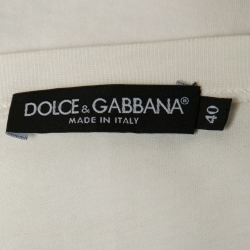 Pre Owned Dolce & Gabbana Cream Marilyn Print Cotton & Silk T-Shirt S