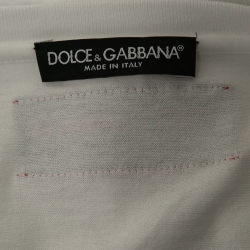Pre Owned Dolce & Gabbana White Cotton Fashion Explosion Print Embroidered T-Shirt S