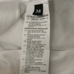 Pre Owned Dolce & Gabbana White Cotton Fashion Explosion Print Embroidered T-Shirt S