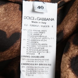 Pre Owned Dolce & Gabbana Black Wool Floral Embroidered Blazer S