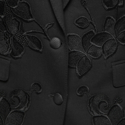 Pre Owned Dolce & Gabbana Black Wool Floral Embroidered Blazer S