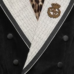 Pre Owned Dolce & Gabbana Black Corduroy Contras Contrast Trimmed Blazer M