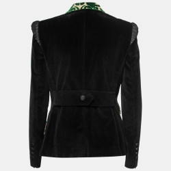 Pre Owned Dolce & Gabbana Black Corduroy Contras Contrast Trimmed Blazer M