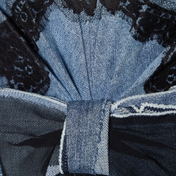 Pre Owned Dolce & Gabbana Blue Denim & Lace Trim Strapless Mini Dress M