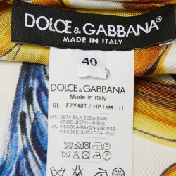Pre Owned Dolce & Gabbana Multicolor Majolica Printed Silk Tassel Trimmed Poncho Top S