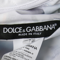 Pre Owned Dolce & Gabbana Blue Floral Printed Cotton Bustier Flared Dress M