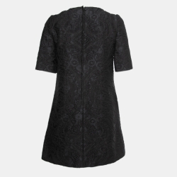 Pre Owned Dolce & Gabbana Black Floral Jacquard Shift Dress S