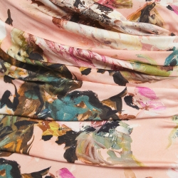 Pre Owned Dolce & Gabbana Pink Floral Printed Silk Ruched Midi Dress M