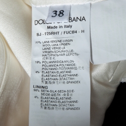 Dolce & Gabbana Cream Crepe Wool Blazer S