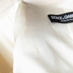 Dolce & Gabbana Cream Crepe Wool Blazer S