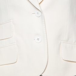 Dolce & Gabbana Cream Crepe Wool Blazer S