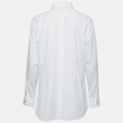 Pre Owned Dolce & Gabbana White Cotton Blend Button Front Shirt M