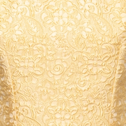 Pre Owned Dolce & Gabbana Yellow Ochre Embossed Jacquard Blouse S