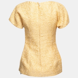 Pre Owned Dolce & Gabbana Yellow Ochre Embossed Jacquard Blouse S