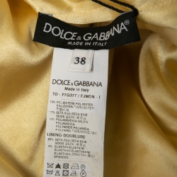 Pre Owned Dolce & Gabbana Yellow Ochre Embossed Jacquard Blouse S
