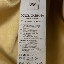 Pre Owned Dolce & Gabbana Yellow Ochre Embossed Jacquard Blouse S