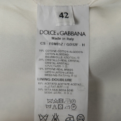 Dolce & Gabbana Black Striped Canvas Crystal Embellished Overcoat M