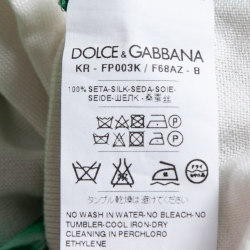 Pre Owned Dolce & Gabbana White Banana Leaf Print Silk & Knit Pullover M