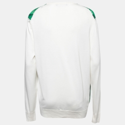 Pre Owned Dolce & Gabbana White Banana Leaf Print Silk & Knit Pullover M