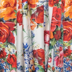 Pre Owned Dolce & Gabbana Multicolor Floral Printed Silk Midi Skirt L