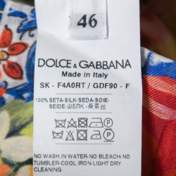 Pre Owned Dolce & Gabbana Multicolor Floral Printed Silk Midi Skirt L