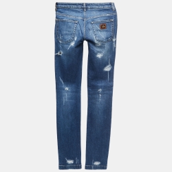Pre Owned Dolce & Gabbana Blue Washed & Ripped Denim Jeans XS Waist 26"