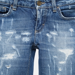 Pre Owned Dolce & Gabbana Blue Washed & Ripped Denim Jeans XS Waist 26"