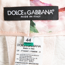 Dolce & Gabbana Pink Floral Patterned Brocade Trousers M