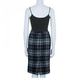 Pre Owned Dolce and Gabbana Grey Wool Plaid Skirt S
