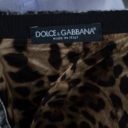 Pre Owned Dolce and Gabbana Grey Wool Plaid Skirt S
