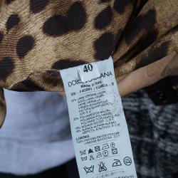 Pre Owned Dolce and Gabbana Grey Wool Plaid Skirt S