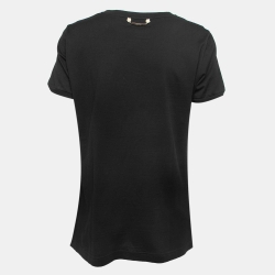Pre Owned Dolce & Gabbana Black Cotton Rose Print T-Shirt L