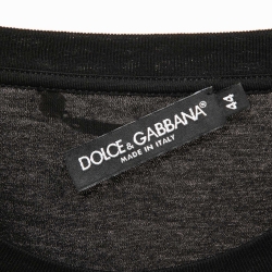 Pre Owned Dolce & Gabbana Black Cotton Rose Print T-Shirt L