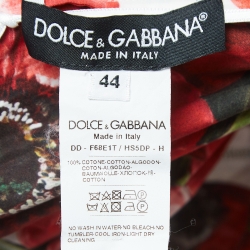 Pre Owned Dolce & Gabbana Red Floral Print Cotton Smocked Effect Tiered Maxi Dress M