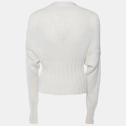Pre Owned Dolce & Gabbana Cream Alpaca Wool Knit Cropped Cardigan S