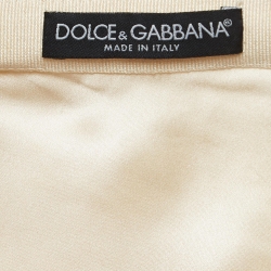 Pre Owned Dolce & Gabbana Cream Chunky Knit Tassels Detail Asymmetric Midi Skirt S