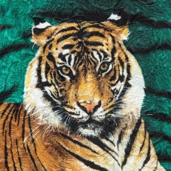 Pre Owned Dolce & Gabbana Green Tiger Print Jacquard A-Line Mini Skirt S