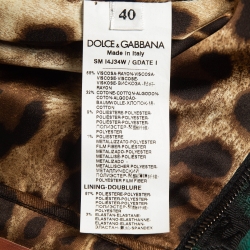 Pre Owned Dolce & Gabbana Green Tiger Print Jacquard A-Line Mini Skirt S