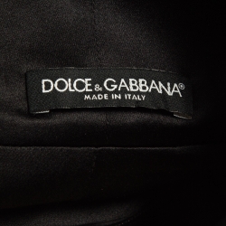 Pre Owned Dolce & Gabbana Black Applique Gabardine Button Detail Mini Skirt XS